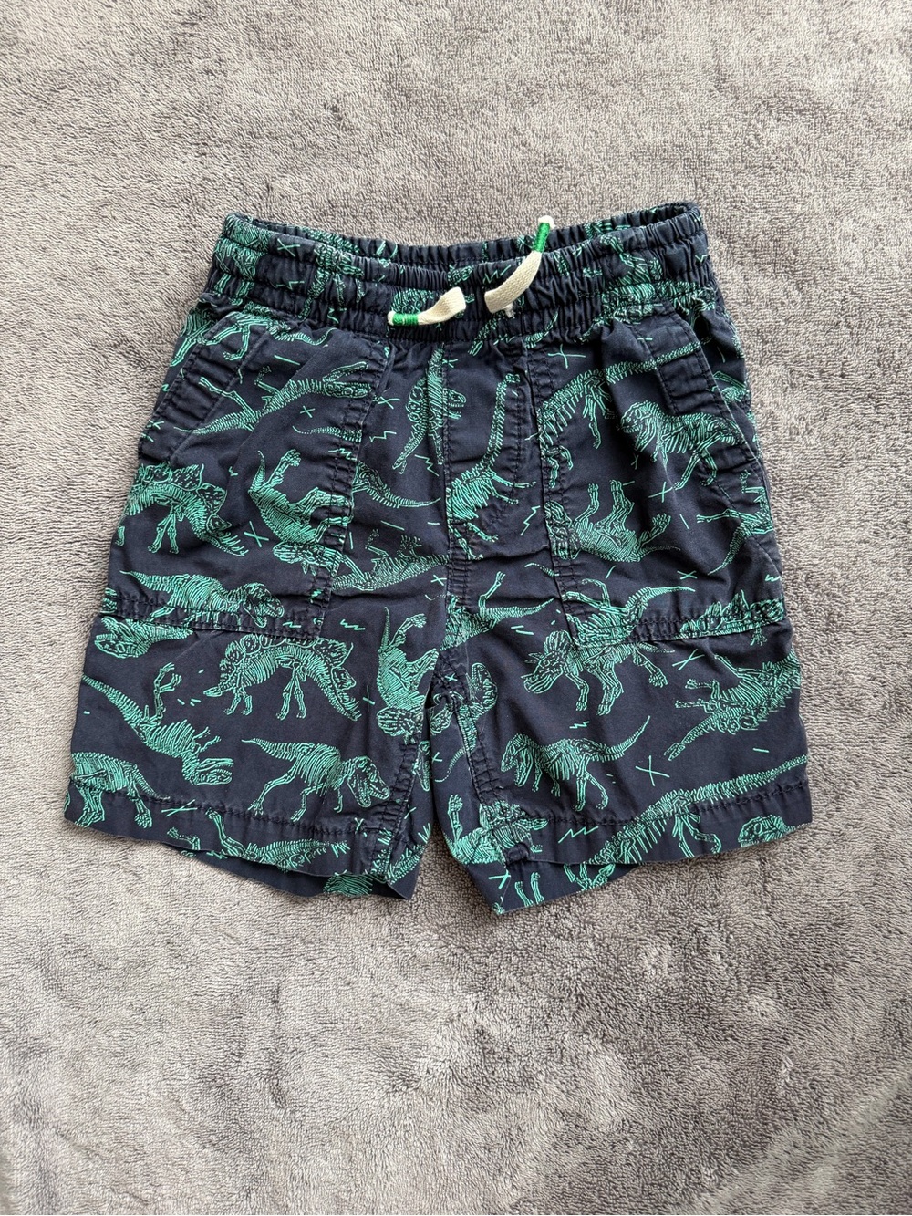 GAP Navy Shorts with Green Dinosaur Skeleton Print